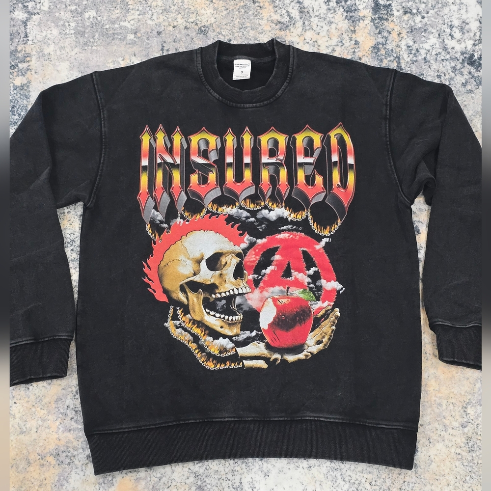 Black Insured Graphic Men's Sweater size Small BRAND NEW